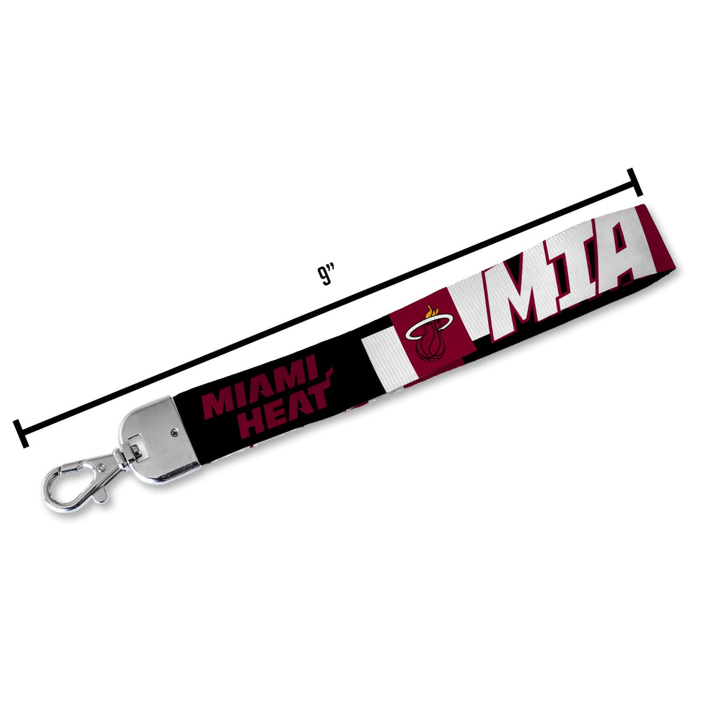 Rico Industries Nba Basketball Miami Heat Wrist Lanyard Key Chain, Cute Wristlet Strap Keychain Holder For Women Men Car Keys Id