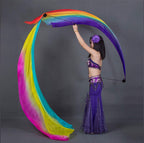 Kikigoal 2Pcs 2.5X0.9M/98.43''X35.43'' Multi-Color Dance Silk Veil Poi (2.5X0.9M/98.43''X35.43'', Pink Yellow Blue)