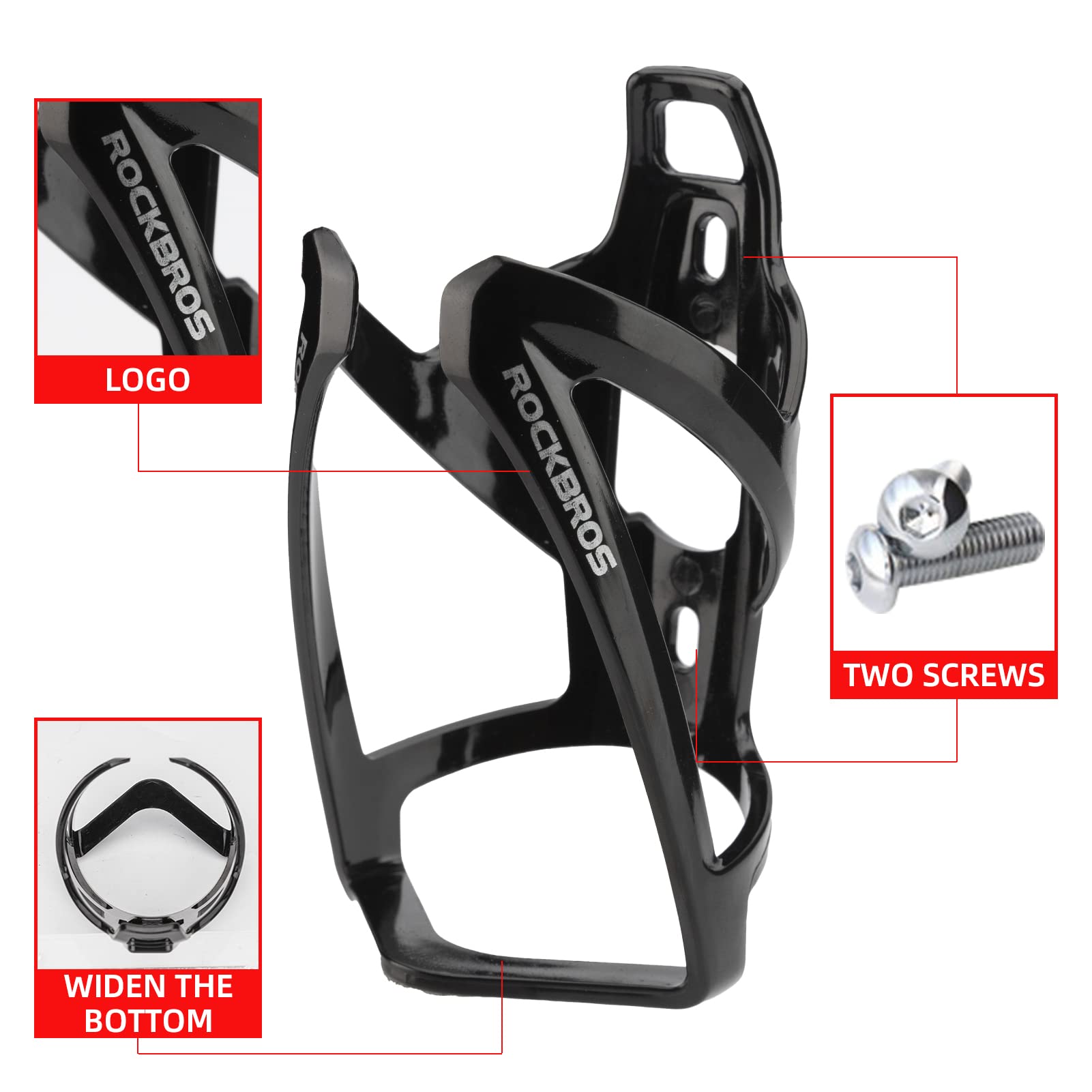 Rockbros Bike Water Bottle Holder Ultra-Light Durable Bicycle Bottle Cages With Screws Tool, Universal Bike Cup Holder Rack For