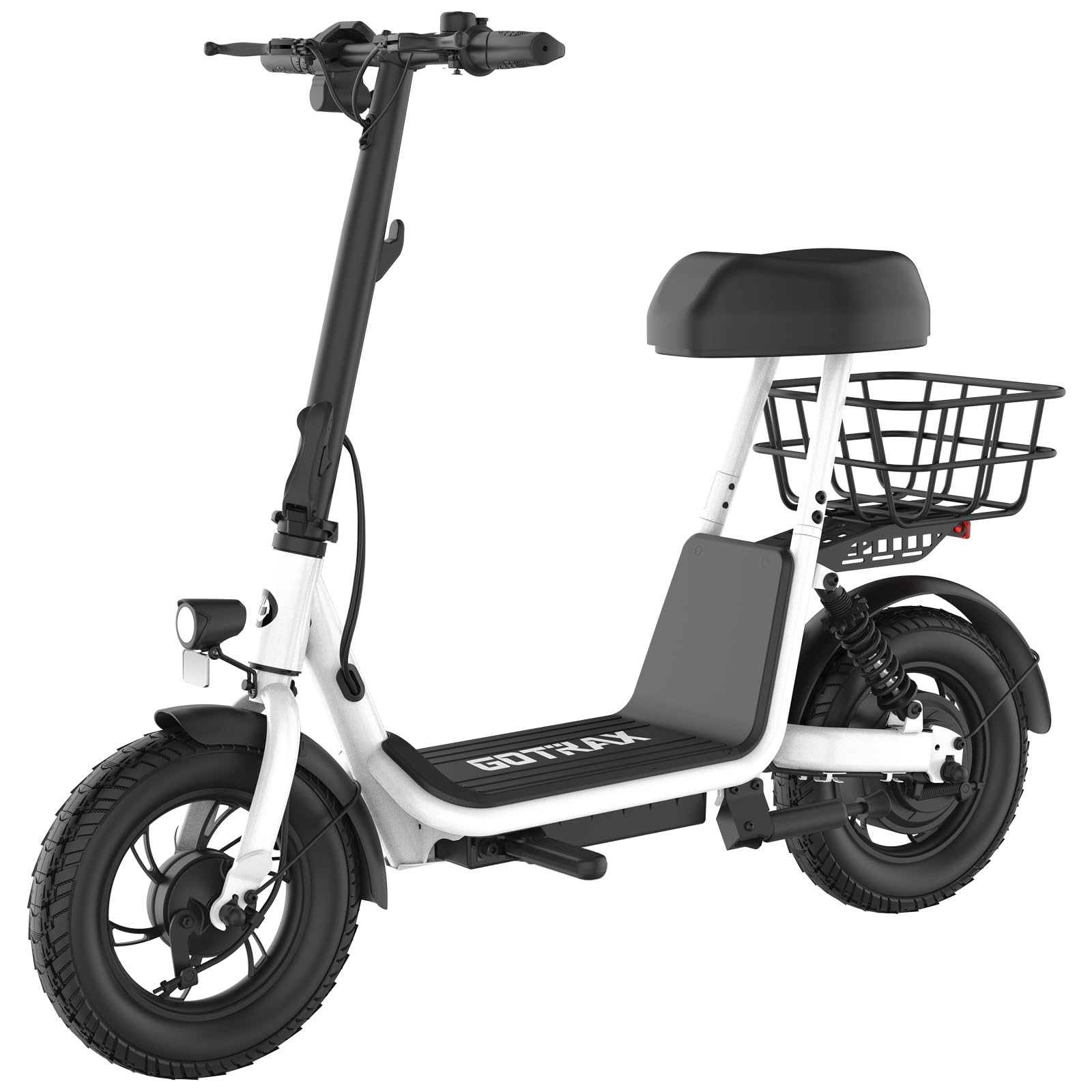 Gotrax A5 Electric Scooter w/Seat for Adults, 12 Pneumatic Tire, Max 15.5 Miles&15.5 Mph Power by 400W Motor, Dual Rear Shock Ab