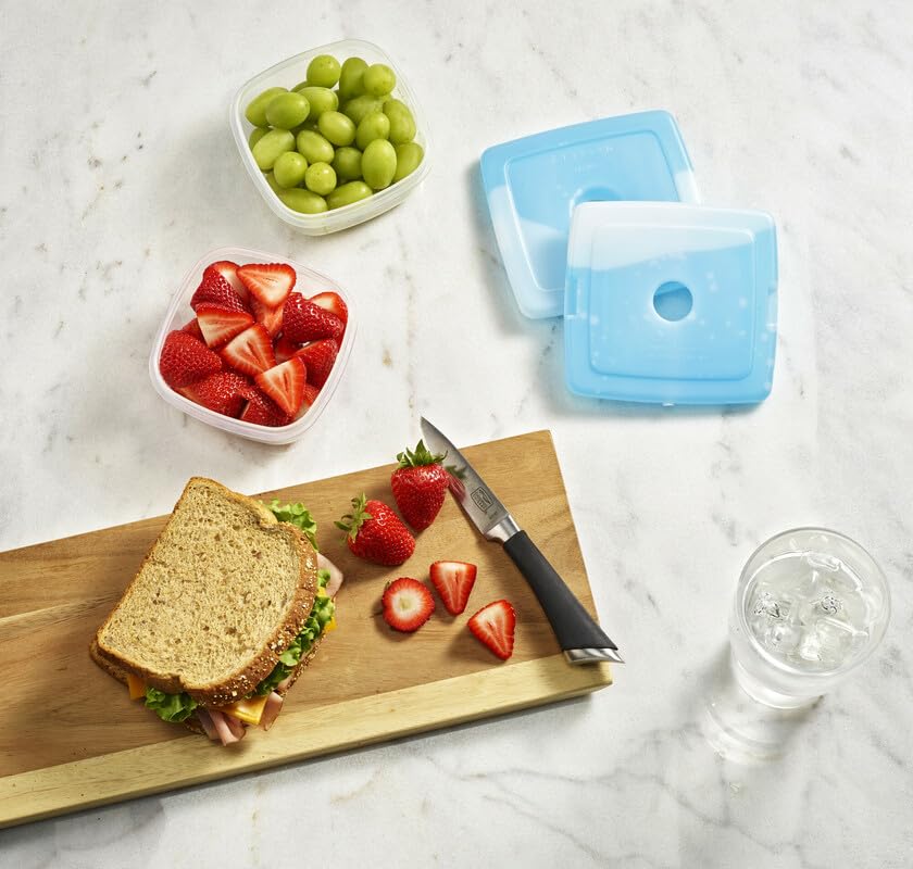 Cool Coolers By Fit & Fresh 4 Pack Slim Ice Packs, Quick Freeze Space Saving Reusable Ice Packs For Lunch Boxes Or Coolers, Blue