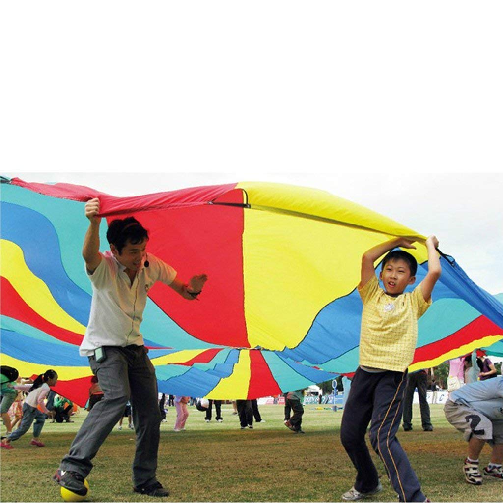 Gsi Kids Play Parachute Toy 24 Feet With Handles And Carry Bag For Cooperative Play And For Upper-Body Strength  Multi-Colored