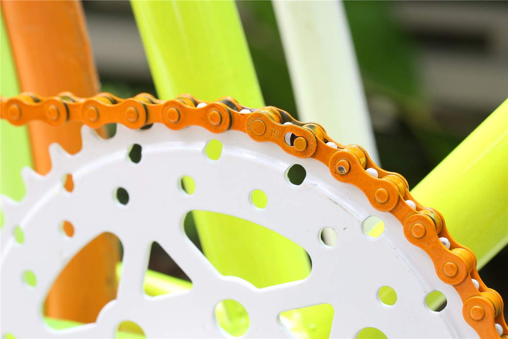 Zonkie Single-Speed Bicycle Chain 1/2 X 1/8 Inch 116 Links (Orange, 1/2'' 1/8'' 116 Links)