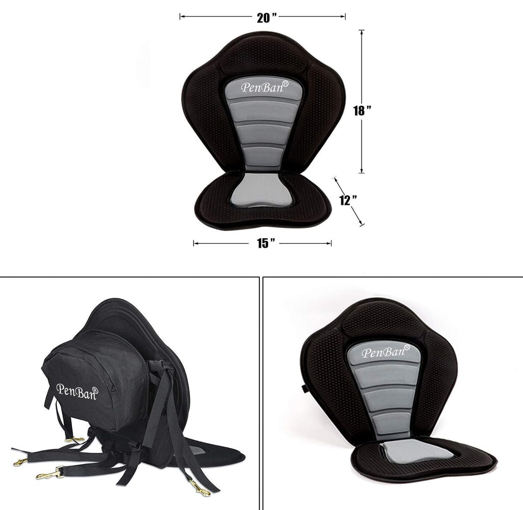 Penban Universal Deluxe Padded Kayak Seat Fishing Boat Seat With Storage Bag,Detachable Universal Paddle Board Seat,Adjustable K