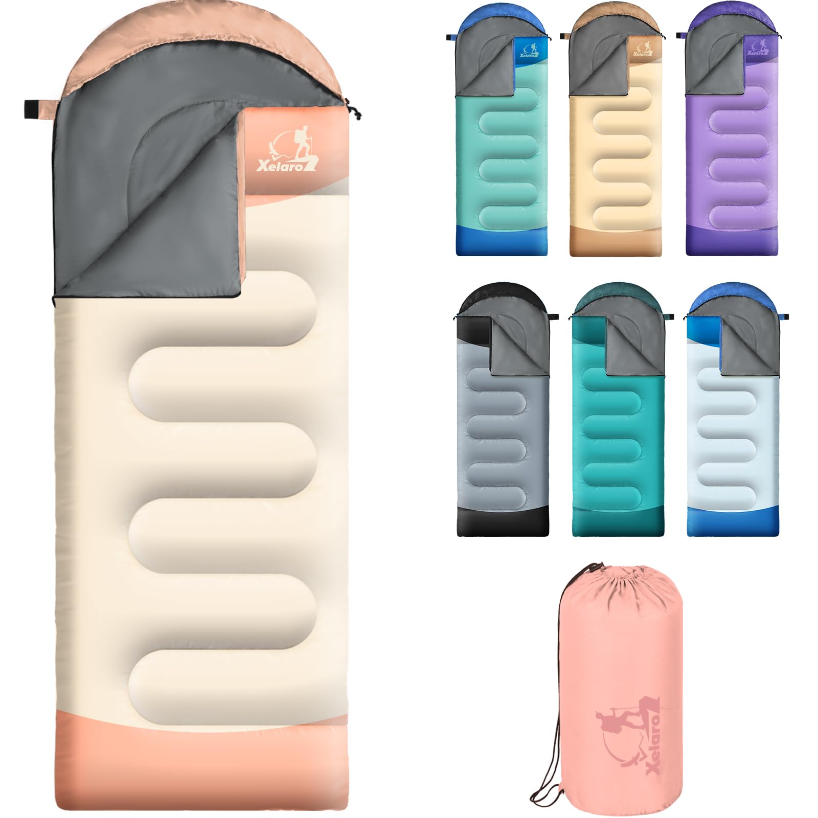 Xelaro Sleeping Bags For Adults Kids,3 Season Cold&Warm Weather Waterproof Lightweight Sleeping Bags For Camping Hiking Outdoor