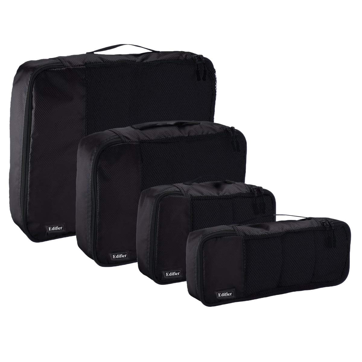 Edifier Bag Organizer Packing Cubes/Travel Pouch/Travel Organizer  Small, Medium, Large, And Slim, Black (4Piece Set)