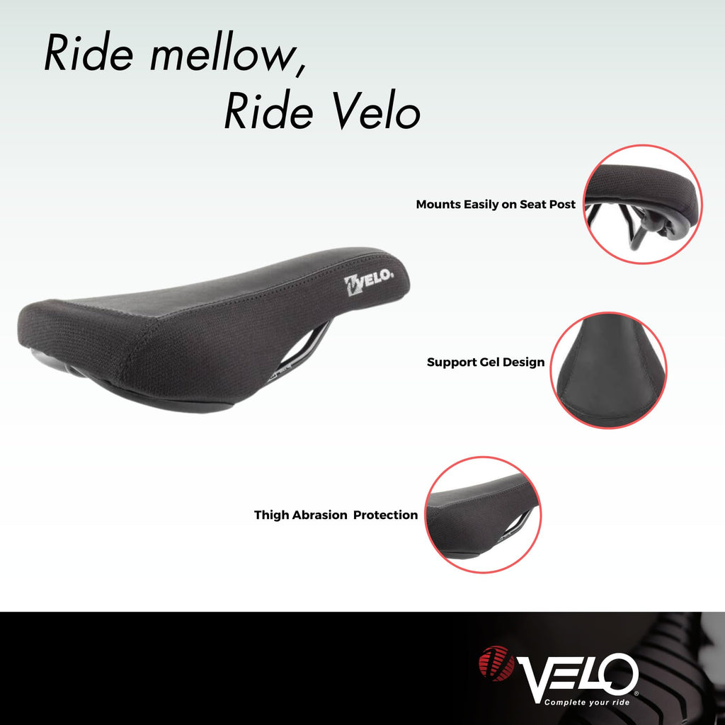 Velo Bmx Gel Bicycle Saddle Black, 247X137Mm