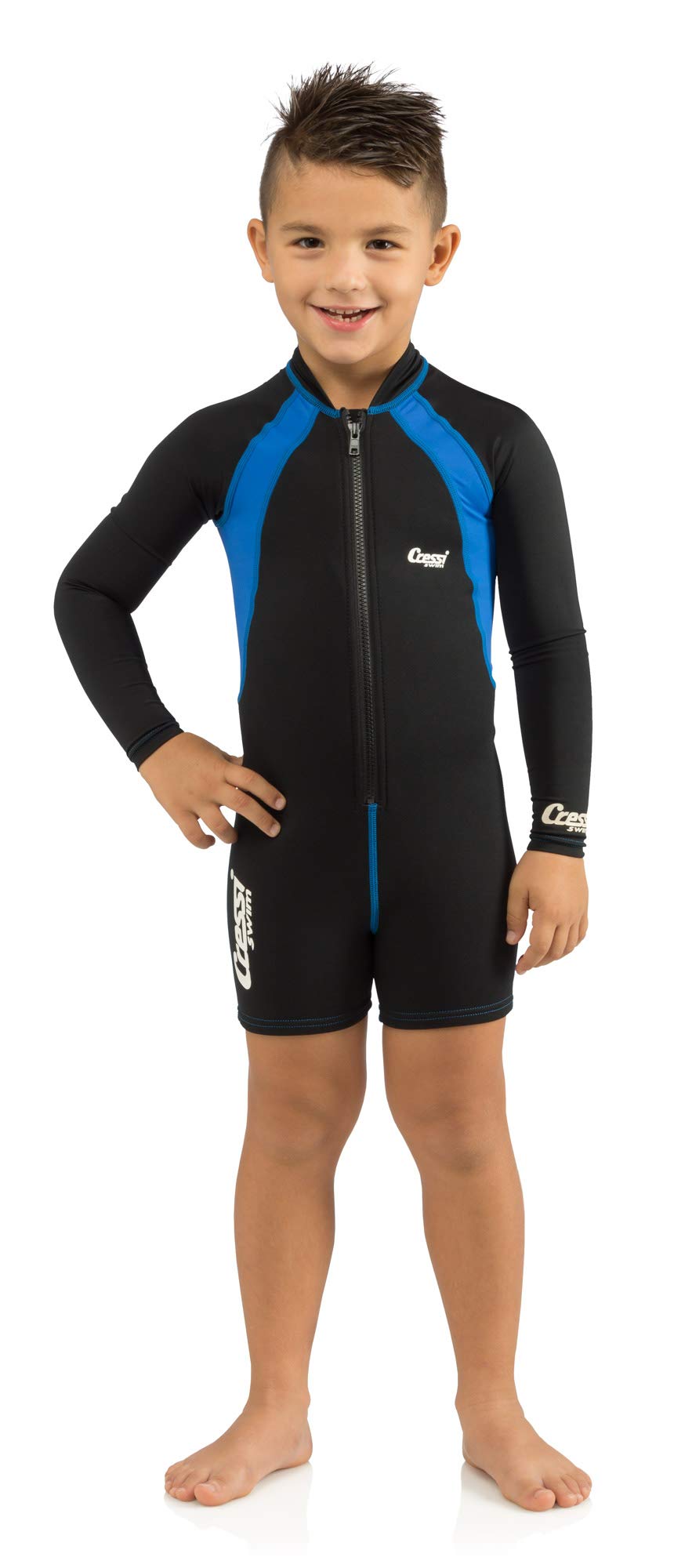Cressi Girls Long Sleeves Swimwears, Black/Blue, Small Us