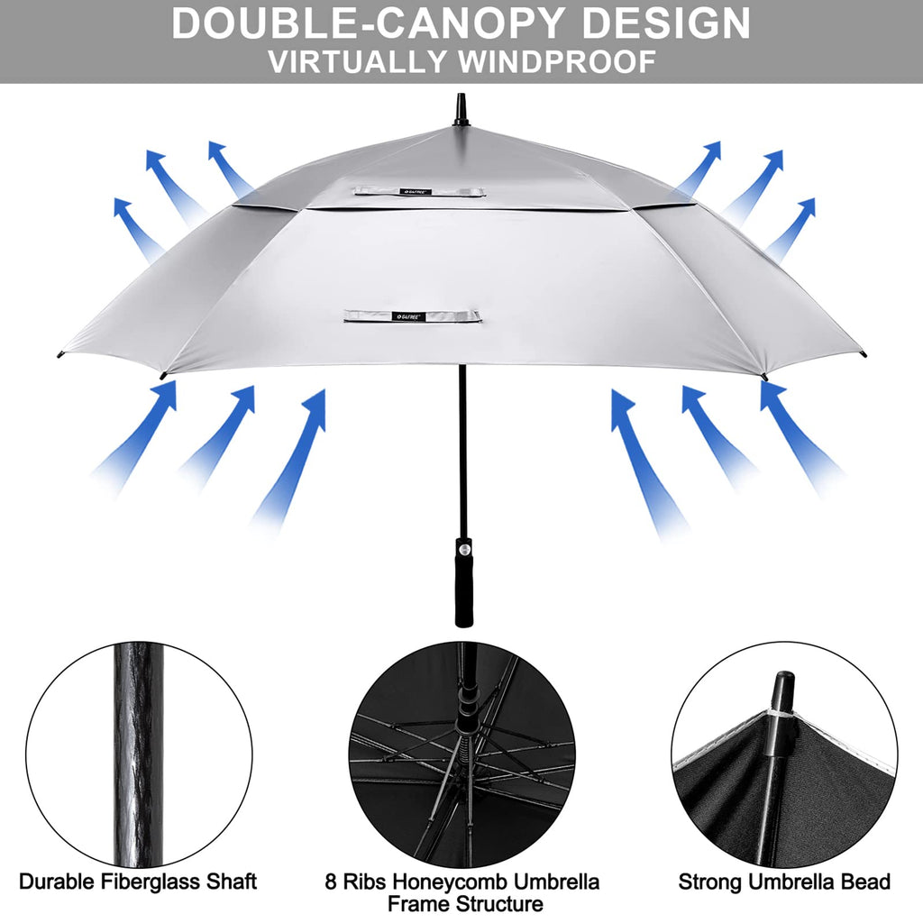 G4Free Extra Large Golf Umbrella Sun Protection Double Canopy Vented Square Uv Umbrella Windproof Automatic Open 68 Inch Oversiz