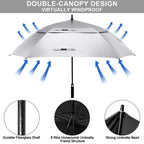 G4Free Extra Large Golf Umbrella Sun Protection Double Canopy Vented Square Uv Umbrella Windproof Automatic Open 68 Inch Oversiz