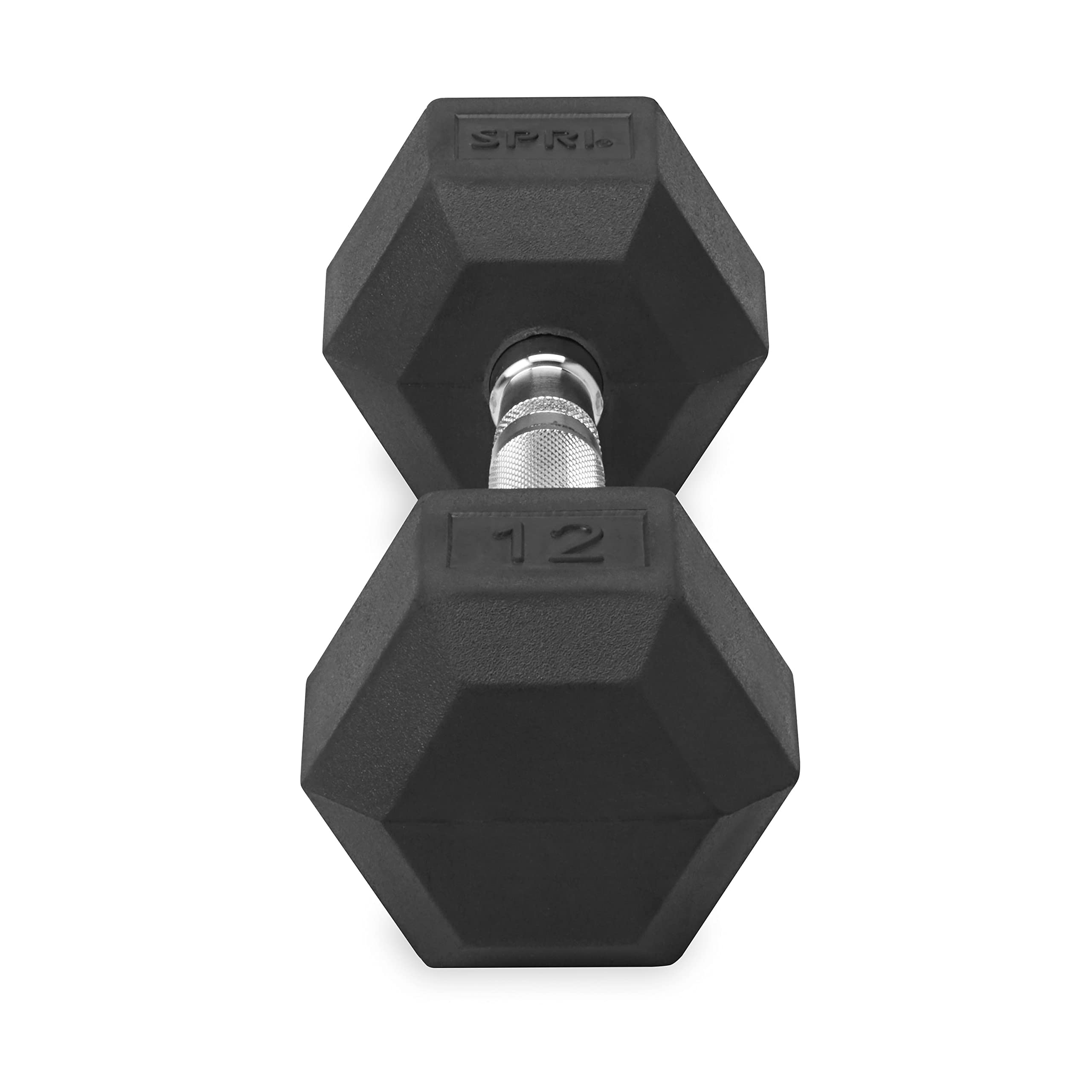 Spri Dumbbells Hand Weights Set Of 2-12 Lb Rubber Hex Chrome Handle Exercise & Fitness Dumbbell For Home Gym Equipment Workouts
