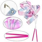 Hzmm 2 Pcs Dance Ribbons, 78.7 Inch Sparkling Dance Ribbon Streamer, Rhythmic Gymnastics Ribbon With Wand, Twirling Dancing Ribb