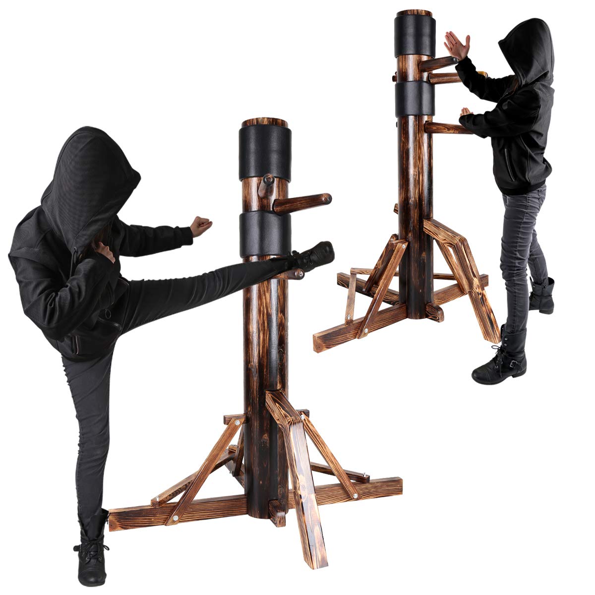 Adjustable Wing Chun Dummy Mook Yan Jong Ip Man Training Target Wood Base Dark Brown