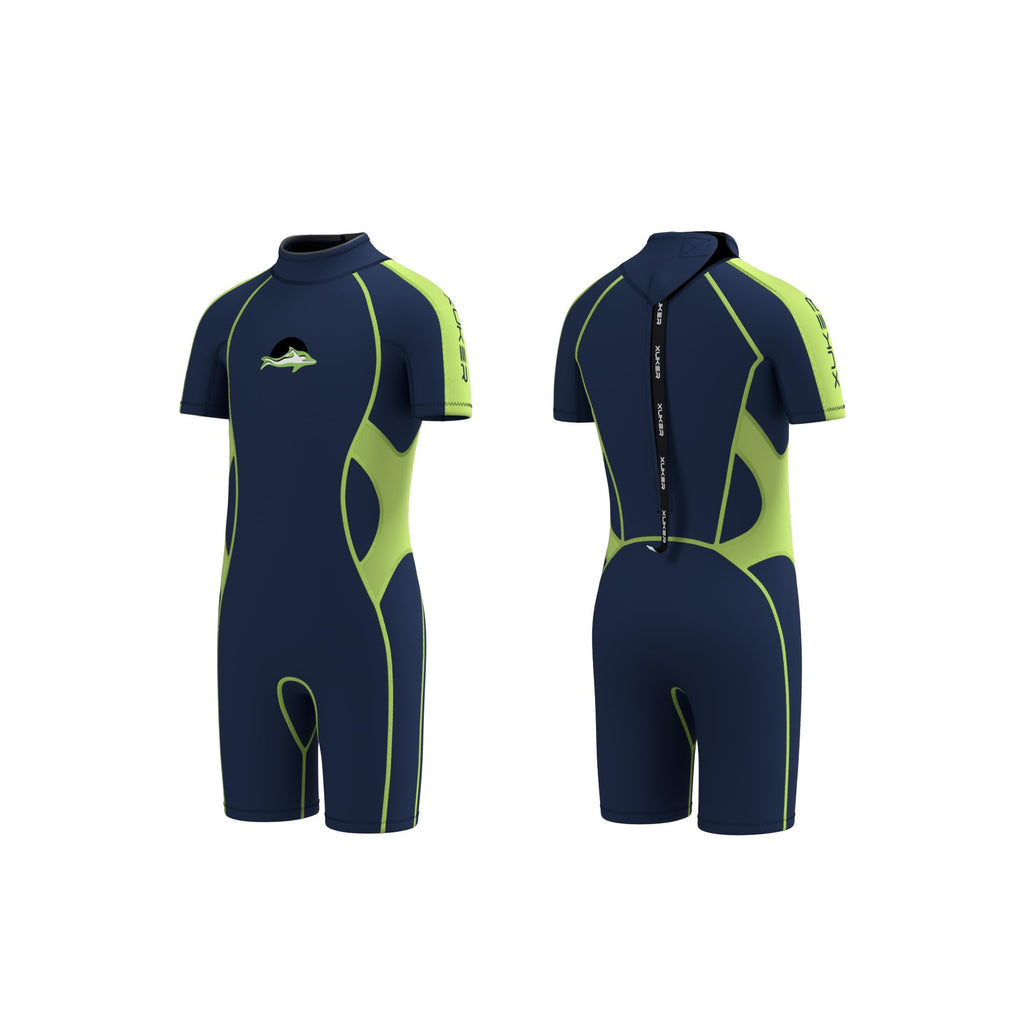 Xuker Kids Wetsuit For Boys Girls Youth 3Mm Neoprene Back Zip Shorty Wet Suit Thermal Wetsuits For Teens Scuba Dive Swimming
