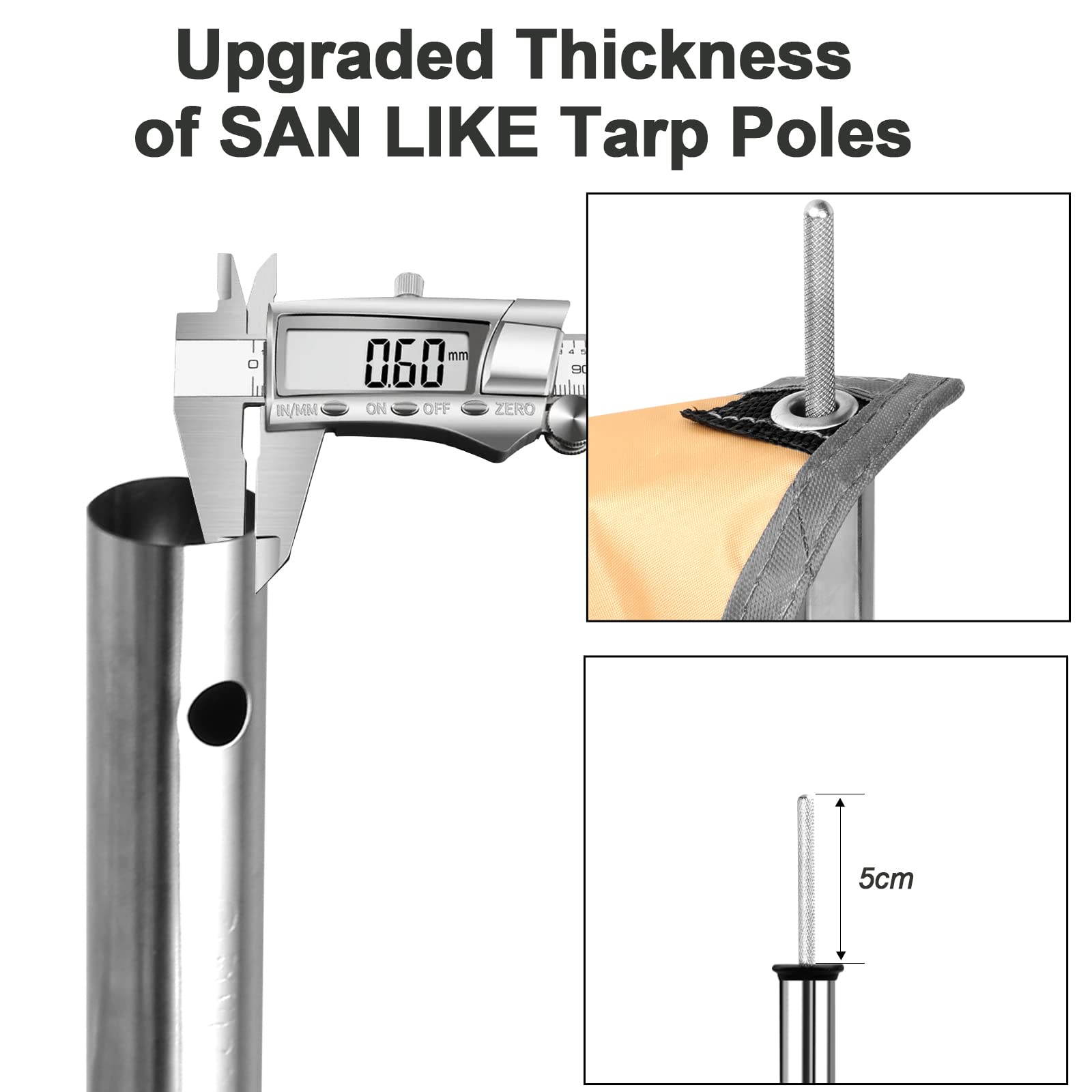 San Like Telescoping Tarp Poles Adjustable Tent Poles For Tarp Canopy Poles For Camping Canopy Awning Shelter Backpacking Hiking