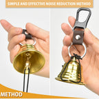 Nedfoss 2Pack 2 Loud Bear Bell With Whistle Set For Hikers, 3 In 1 Hiking Gear Solid Brass Bear Bells With Silencer, Emergency W