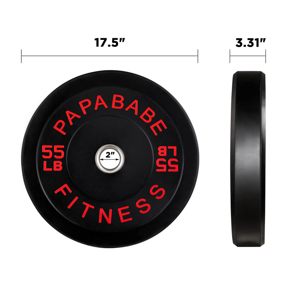 Papababe Bumper Plates Set 2-Inch, Color Coded Olympic Weight Plates, Weight Plate Set With Steel Insert For Weightlifting In Ho