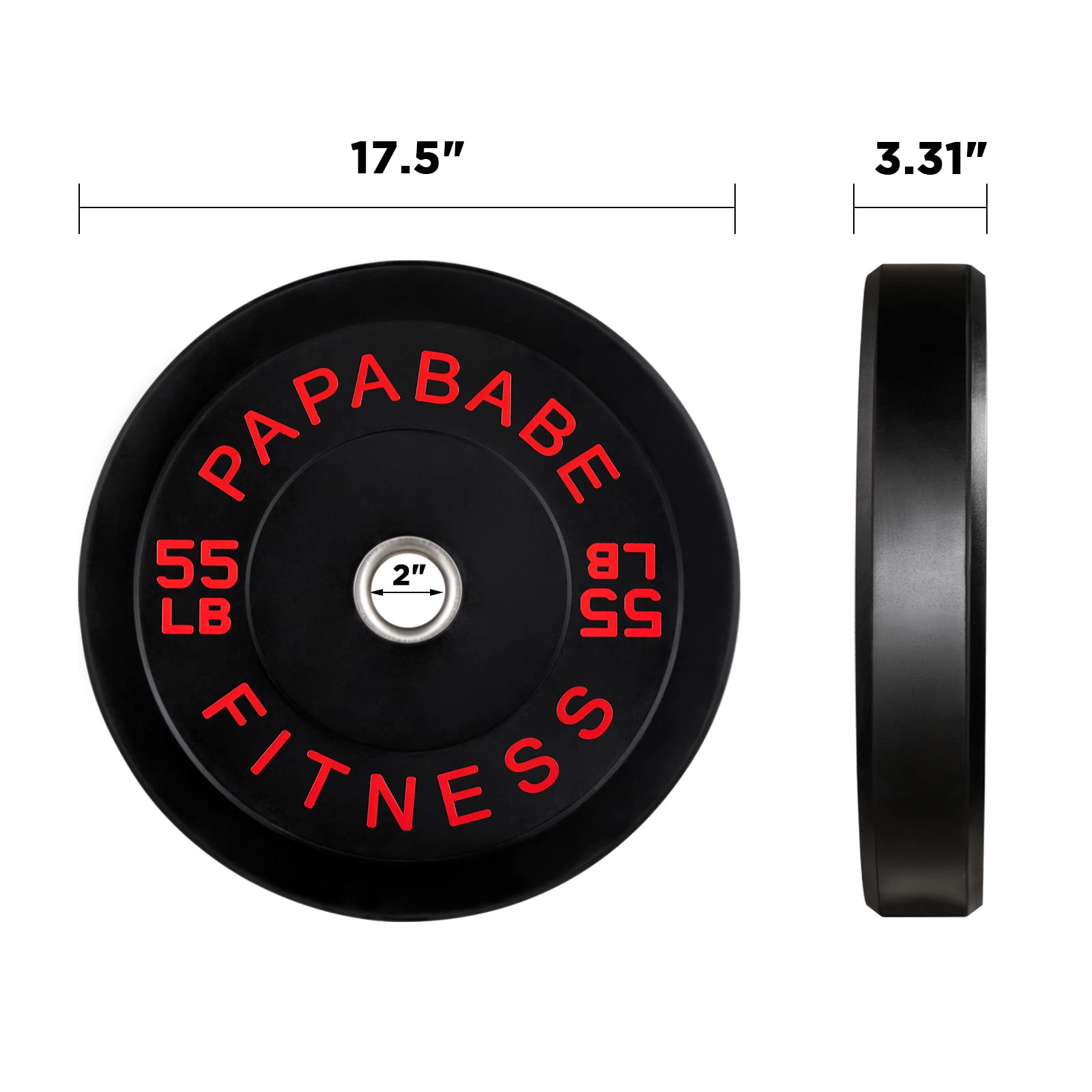 Papababe Bumper Plates Set 2-Inch, Color Coded Olympic Weight Plates, Weight Plate Set With Steel Insert For Weightlifting In Ho