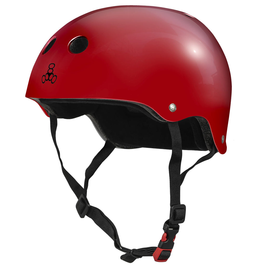 Triple Eight The Certified Sweatsaver Helmet for Skateboarding, BMX, Roller Derby and Roller Skating, S. Red Glossy, XS/S