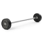 Titan Fitness 50 Lb Rubber Straight Fixed Barbell, Pre-Loaded Weight Bar For Strength Training & Weightlifting