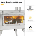 Womeyork Outdoor Camping Stove, Portable Wood Burning Stove With Chimney Pipe For Tent, Shelter, Heating And Cooking