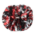 Lovecheer 2Pcs Pom Poms Cheerleading Black And Red And Silver Metallic Cheerleader Pom Poms With Handle For Dance Party Sports S