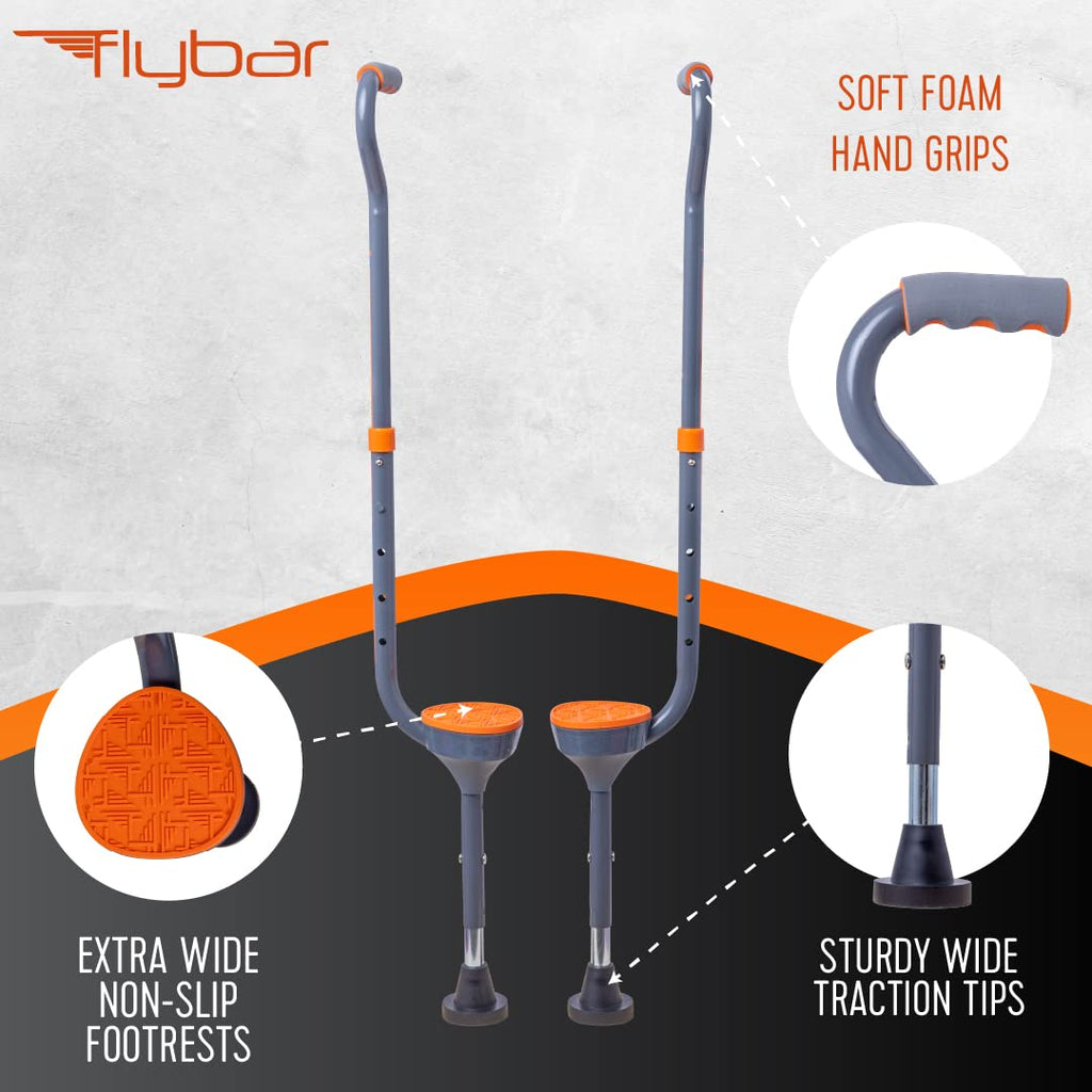 Flybar Maverick Walking Stilts for Kids - 5 Adjustable Heights, Sturdy, Easy Assembly, Wide Non-Slip Rubber Bottom Tip, Foam Gri