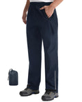 iCreek Mens Packable Rain Pants Waterproof Lightweight Over Pants Windproof Outdoor Pants for Fishing Golf Hiking (Navy Blue, S