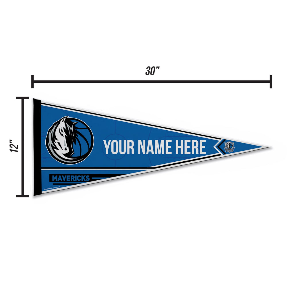 Rico Industries Nba Basketball Dallas Mavericks Personalized - Custom 12'' X 30'' Soft Felt Pennant - Ez To Hang