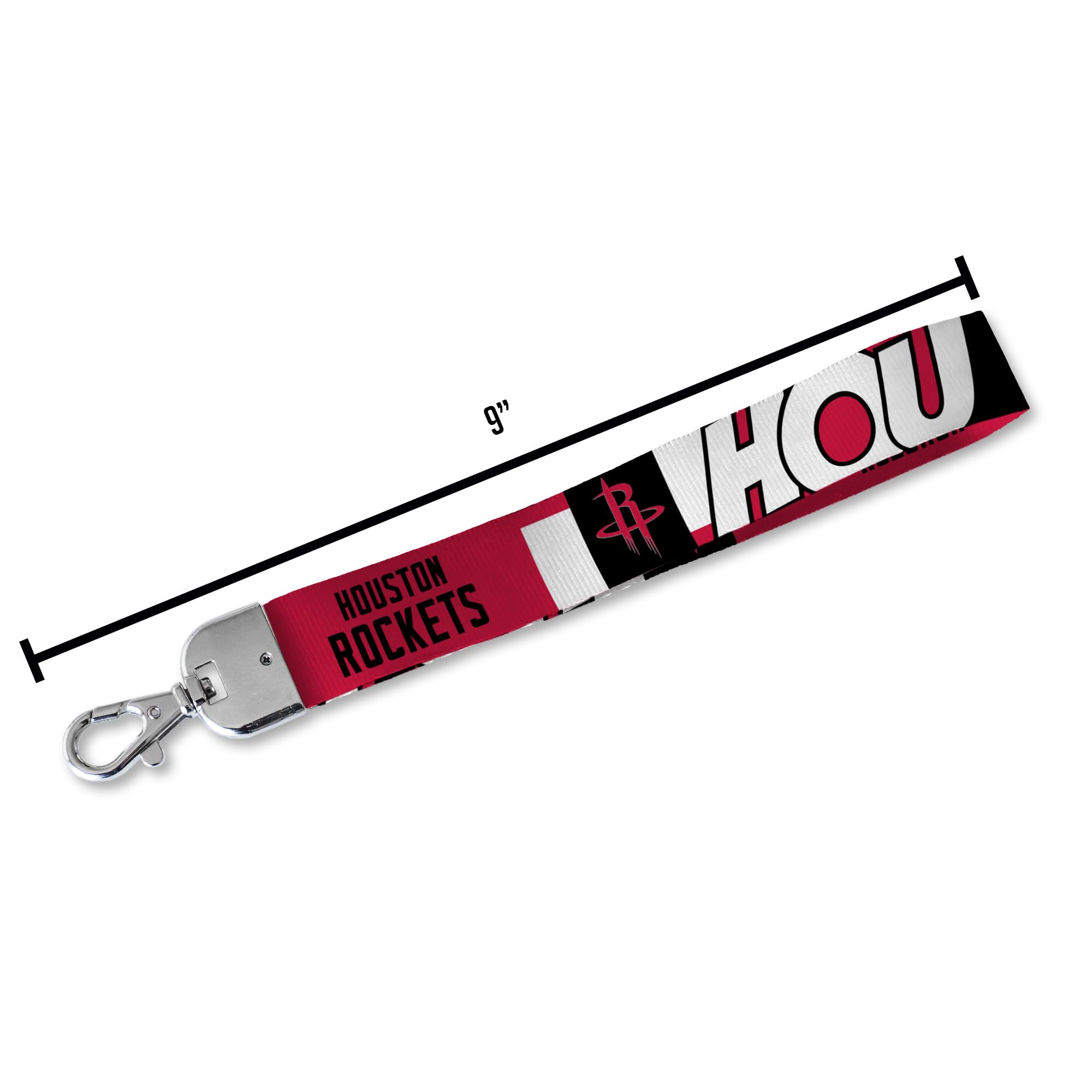 Rico Industries Nba Basketball Houston Rockets Wrist Lanyard Key Chain, Cute Wristlet Strap Keychain Holder For Women Men Car Ke