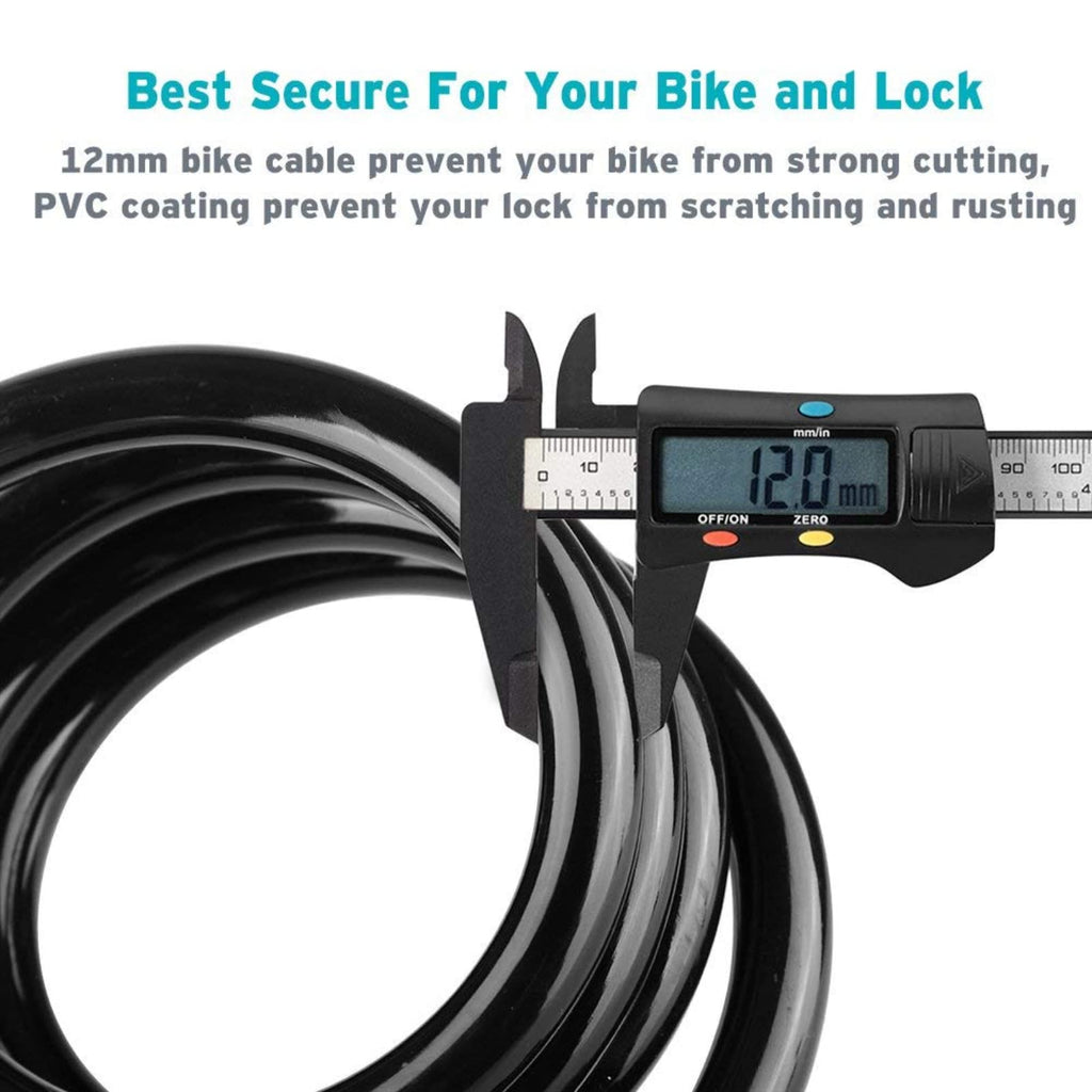Titanker Bike Cable Lock, Bike Locks Cable 4 Feet Coiled Secure Resettable Combination Bike Lock With Mounting Bracket 1/2 Inch