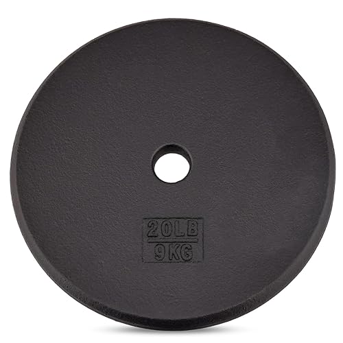 Yes4All 1-Inch Cast Iron Weight Plates For Dumbbells - Standard Weight Disc Plates (20 Lbs, Single)