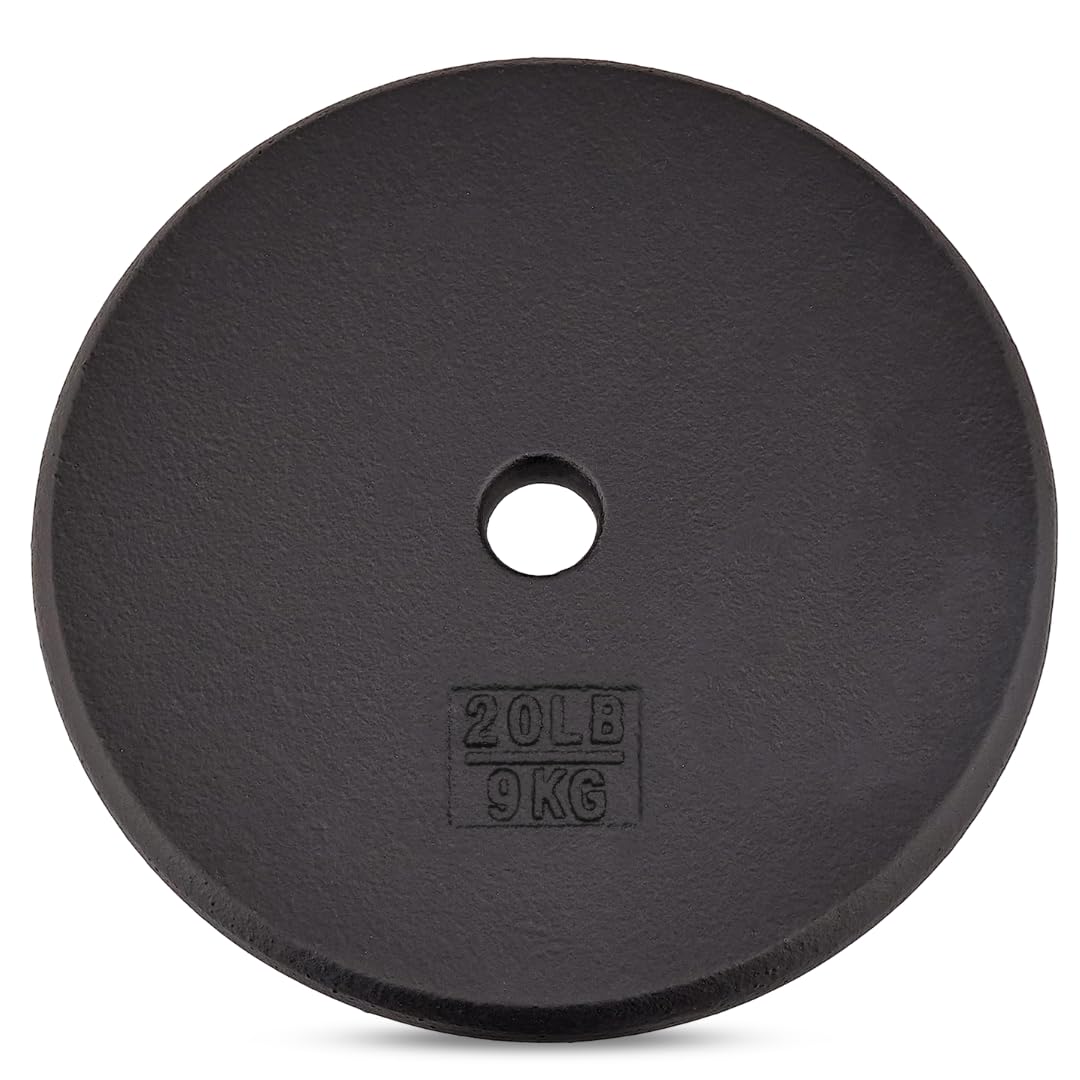 Yes4All 1-Inch Cast Iron Weight Plates For Dumbbells - Standard Weight Disc Plates (20 Lbs, Single)