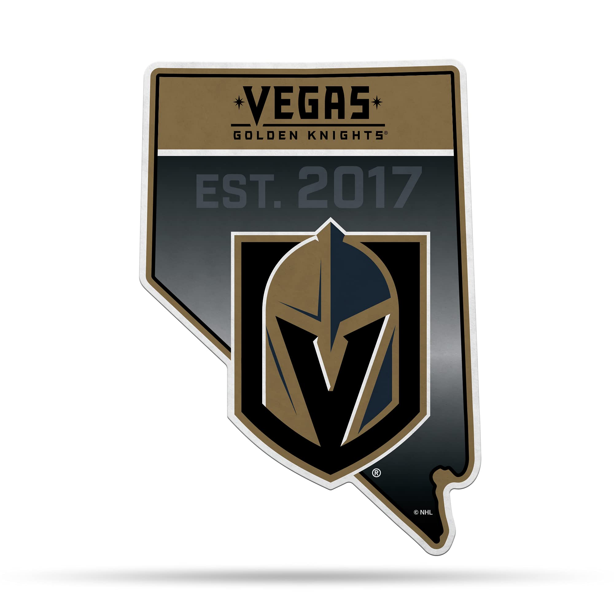Rico Industries Nhl Hockey Vegas Golden Knights State Shape Shape Cut Pennant - Home And Living Room D  Cor - Soft Felt Ez To Ha