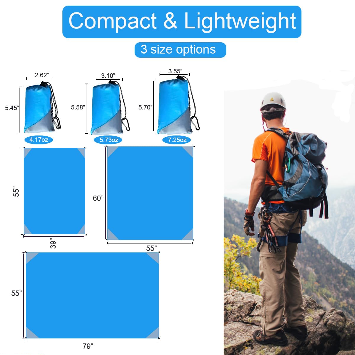 Orga'Neat Pocket Picnic Blanket, Sandproof Lightweight Pocket Camping Tarp, 55X 79 Foldable & Fits Into Small Bag