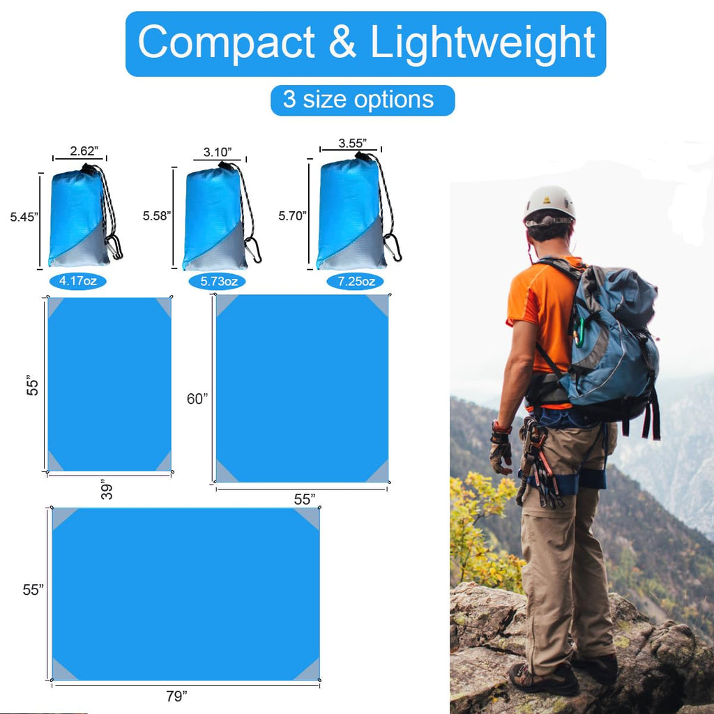 Orga'Neat Pocket Picnic Blanket, Sandproof Lightweight Pocket Camping Tarp, 55X 60 Foldable & Fits Into Small Bag