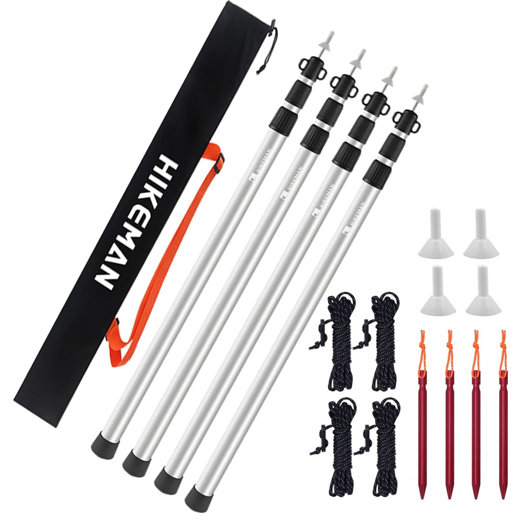 Hikeman Telescoping Tarp Poles Portable Aluminum Tent Poles Replacement Adjustable Car Awning Accessories For Camping Shelter Be