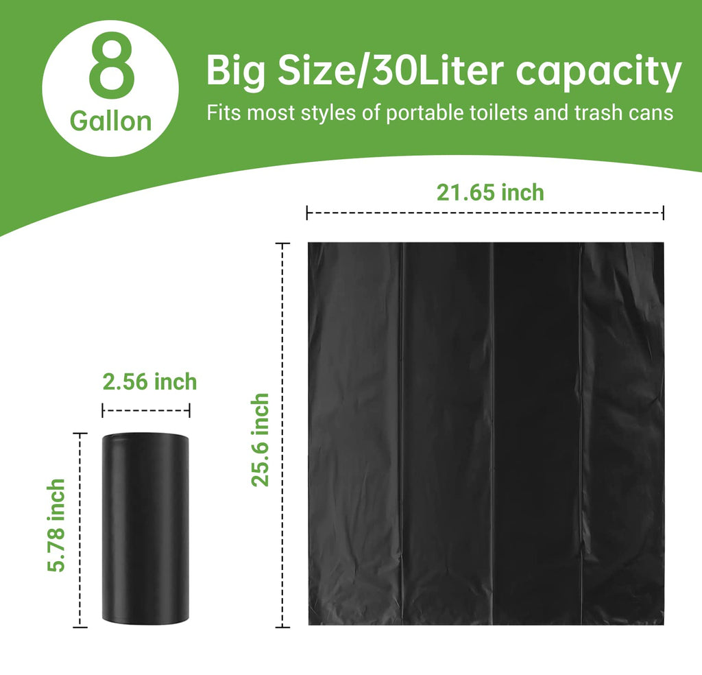 50 Portable Toilet Bags For Camping, 8 Gallon 1.3 Mil Thickened Compostable Toilet Replacement Bags For Portable Potty, Trash Ba