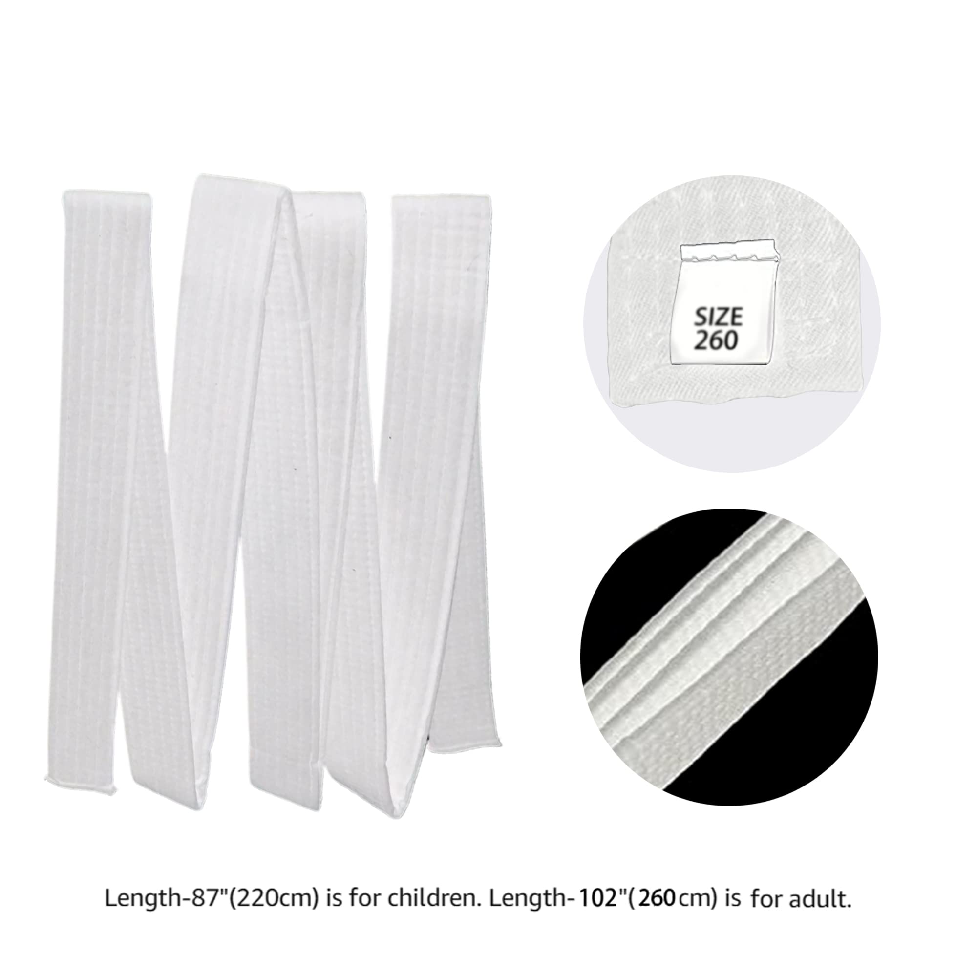 Hithop 8.6Ft Long Soft Belt For Martial Arts Karate Taekwondo Judo (White)