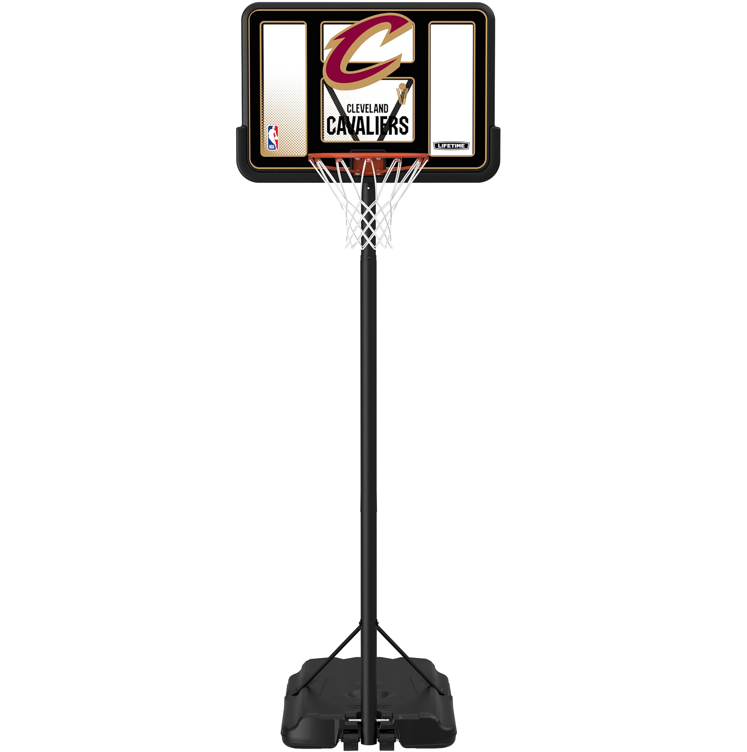 Lifetime NBA Cleveland Cavaliers Portable Basketball Hoop, Adjustable Height 7.5-10 Ft, 44 Inch Shatterproof Fusion Backboard, B