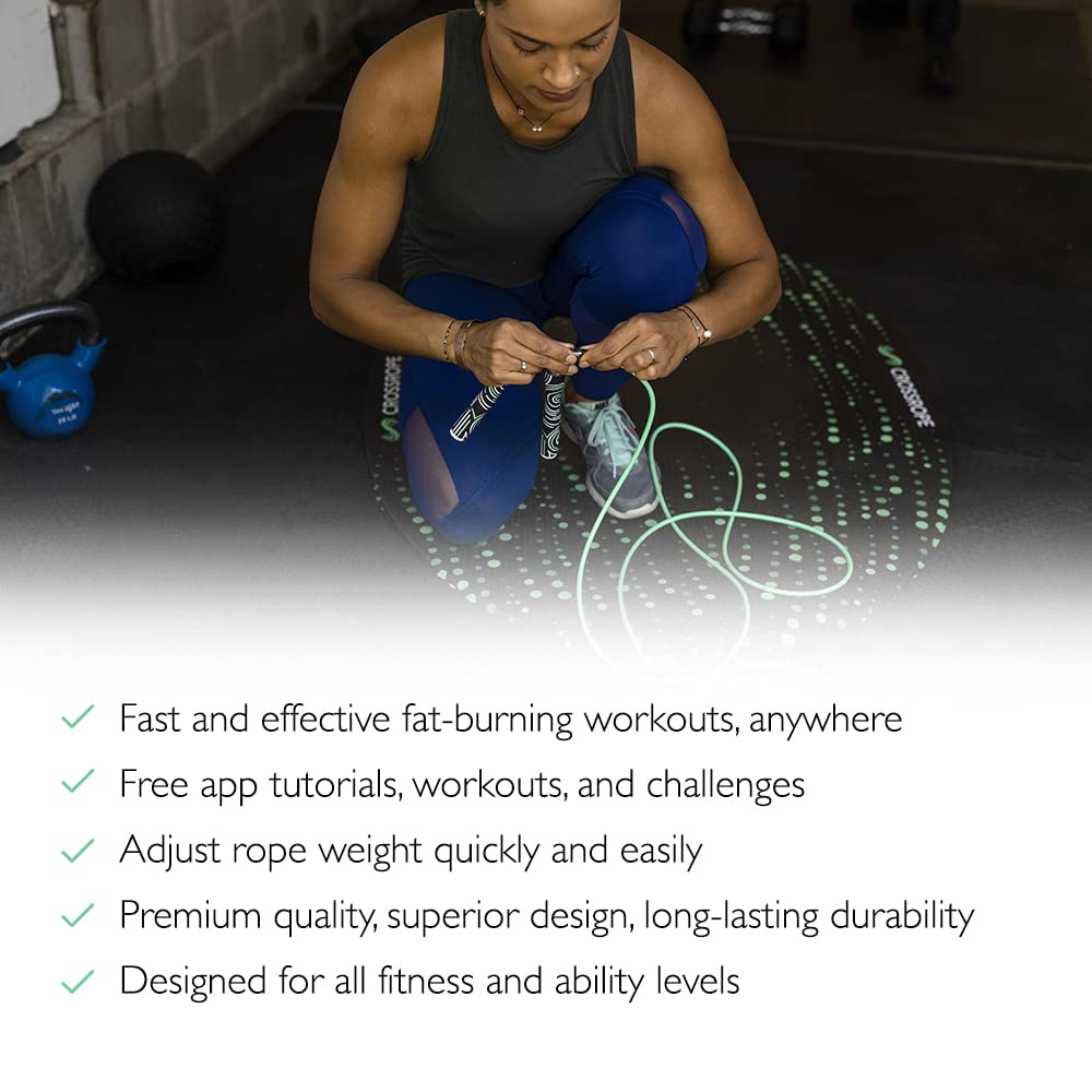 Crossrope Get Lean Set - Weighted Jump Rope- 1/4 Lb And 1/2 Lb Ropes - Slim Handles - X-Large