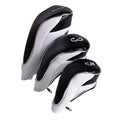 Andux Golf 460Cc Driver Fairway Wood Head Covers With Zipper Closure Set Of 3 (Black/White)