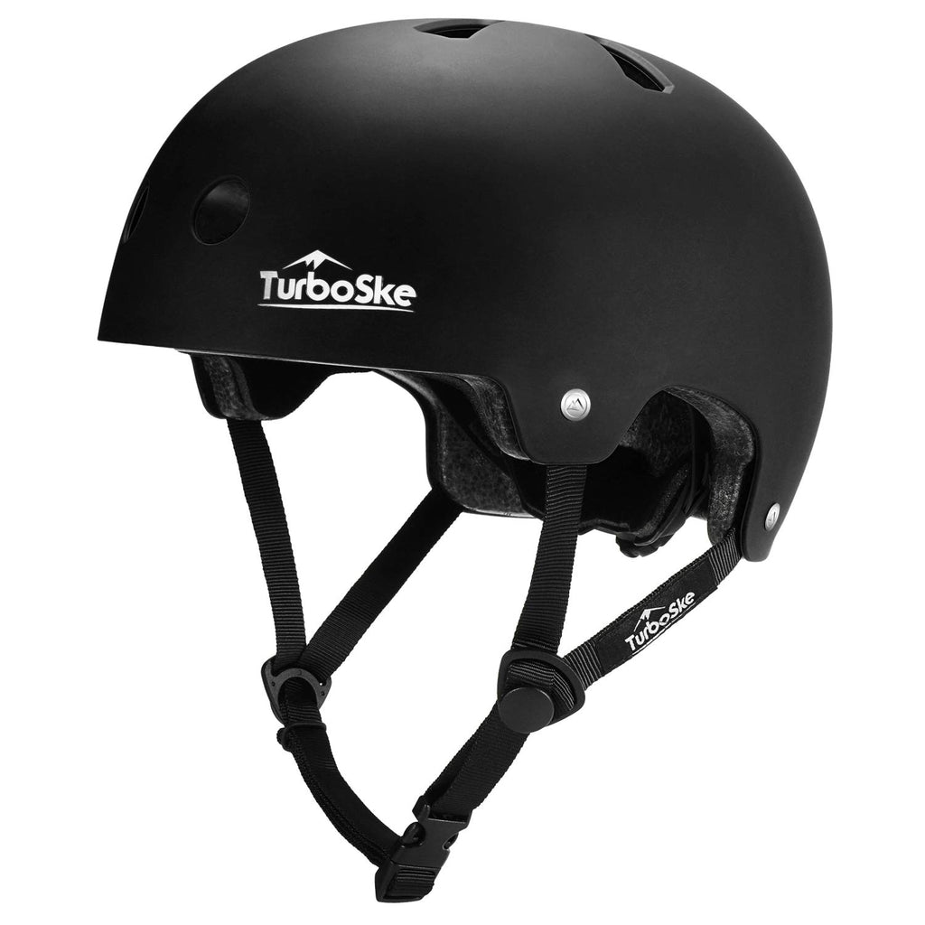 Turboske Skateboard Helmet, Bmx Helmet, Multi-Sport Helmet, Bike Helmet For Kids, Youth, Men, Women (Black, S/M (20.5''-22.8''))