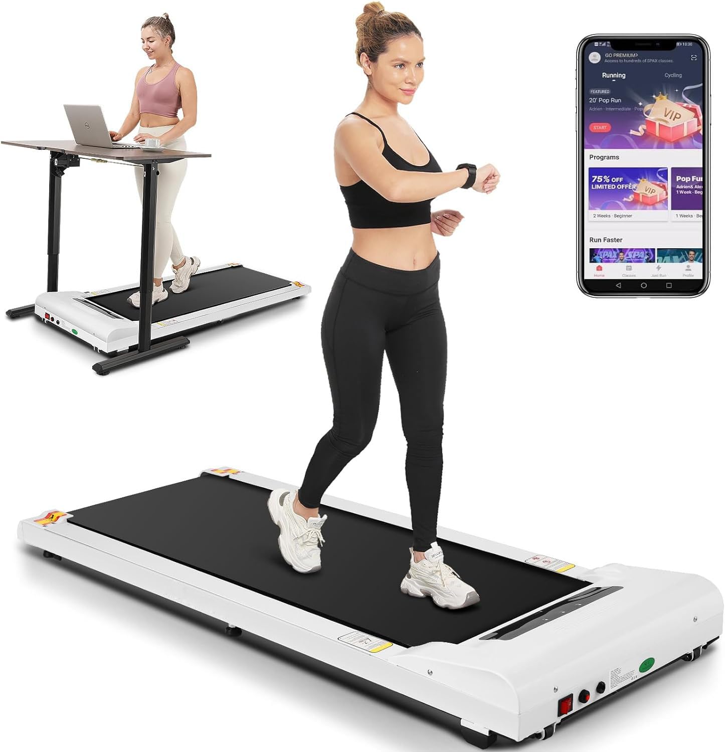 Walking Pad Under Desk, Funmily 2.5Hp Small Treadmill For Home/Office, 2025 Upgrade 3-In-1 Mini Treadmill With App, Remote Contr