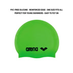 Arena Classic Junior Silicone Unisex Swim Cap For Girls And Boys Comfortable Durable Kids Pool Bathing Cap, One Size, Acid Lime/