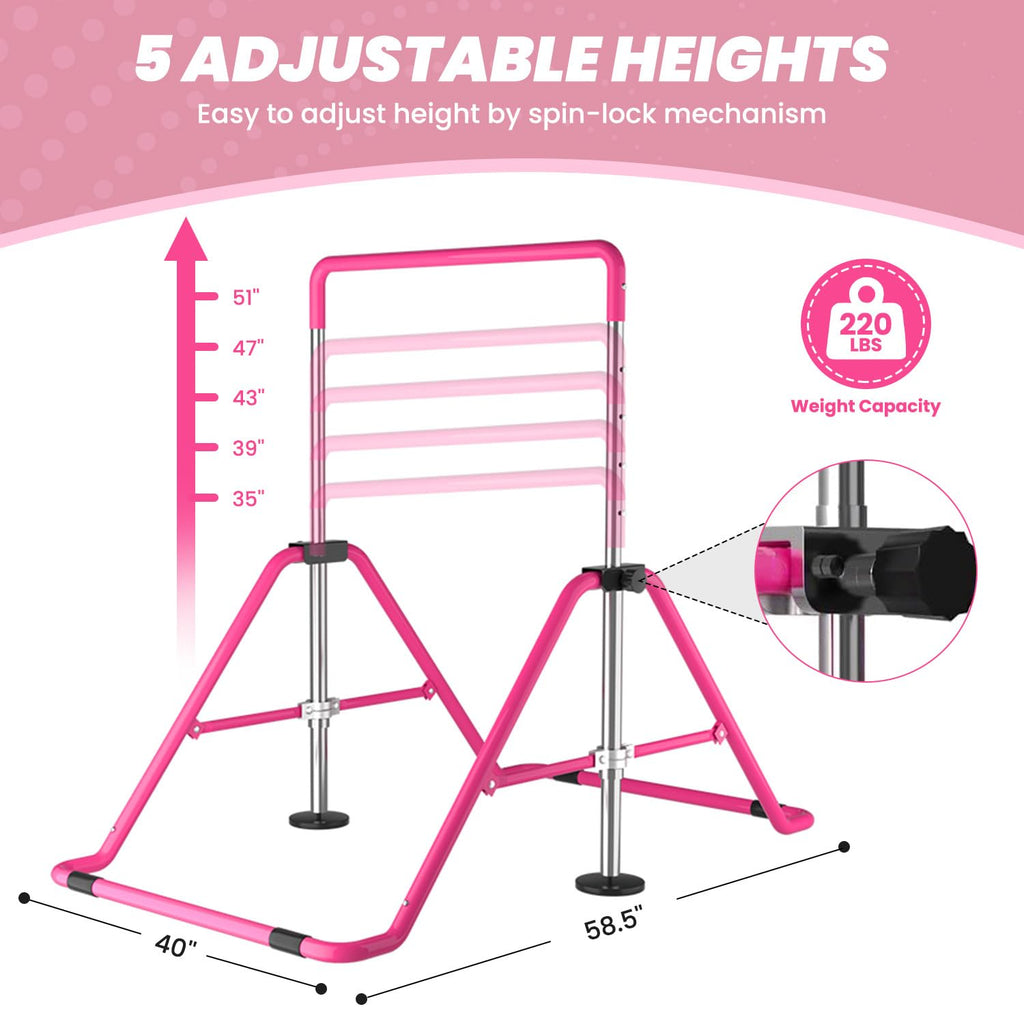 Dobests Foldable Gymnastics Bars For Home Gymnastic Equipment For Kids Adjustable Junior Training Bars For 3-7 Years Old Childre