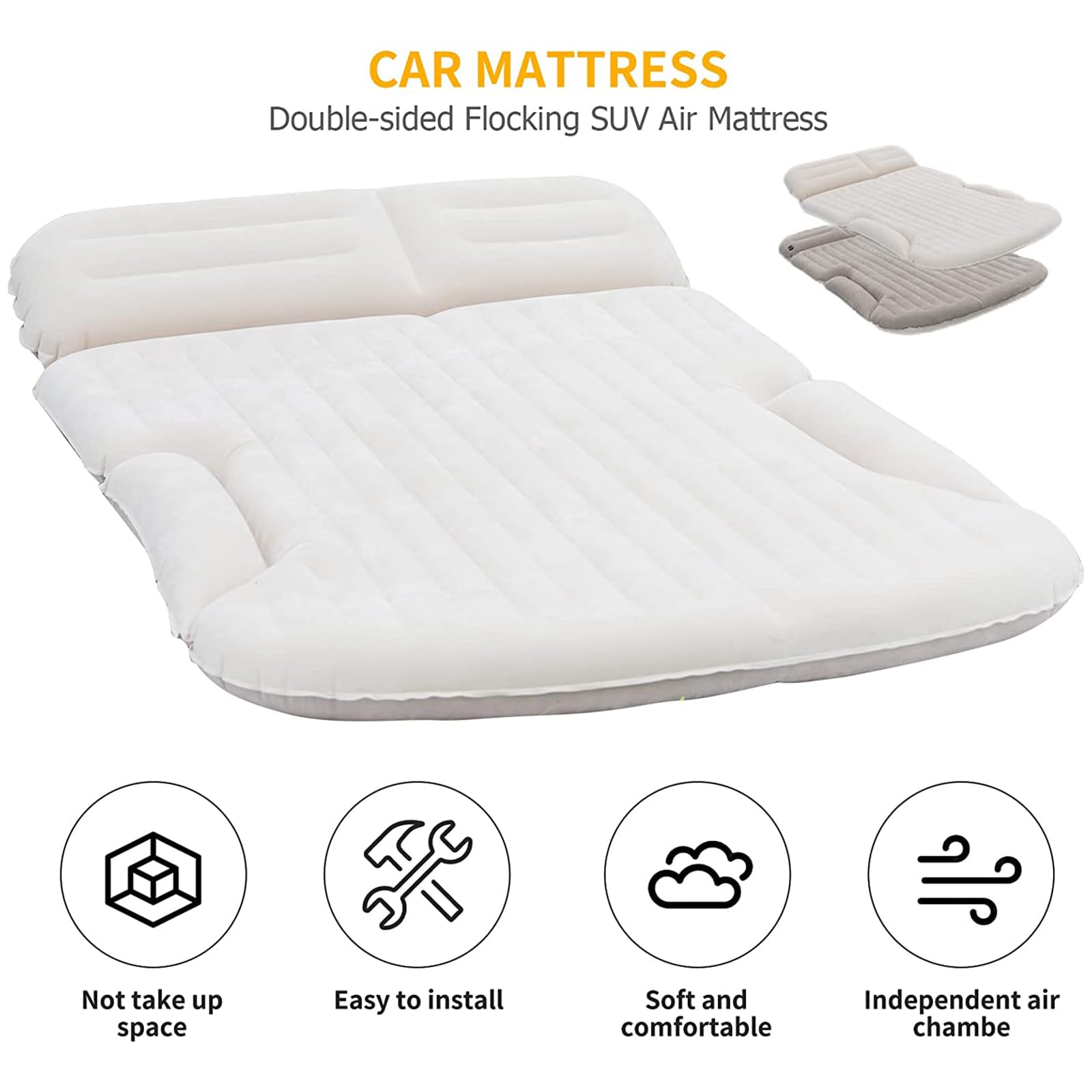 Kmz Air Mattress Thickened And Double-Sided Flocking Travel Camping Bed With 2 Pillows Dedicated Mobile Cushion Extended Outdoor