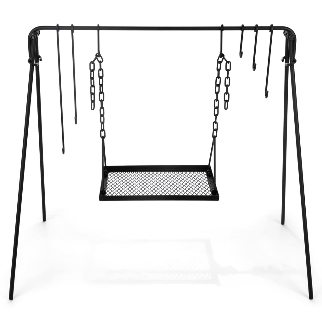 Bruntmor Large Outdoor Campfire Grill Camping Open Fire Cooker Stand Swing Away Hanging Grill Equipment For Fire Pit Stand Campf