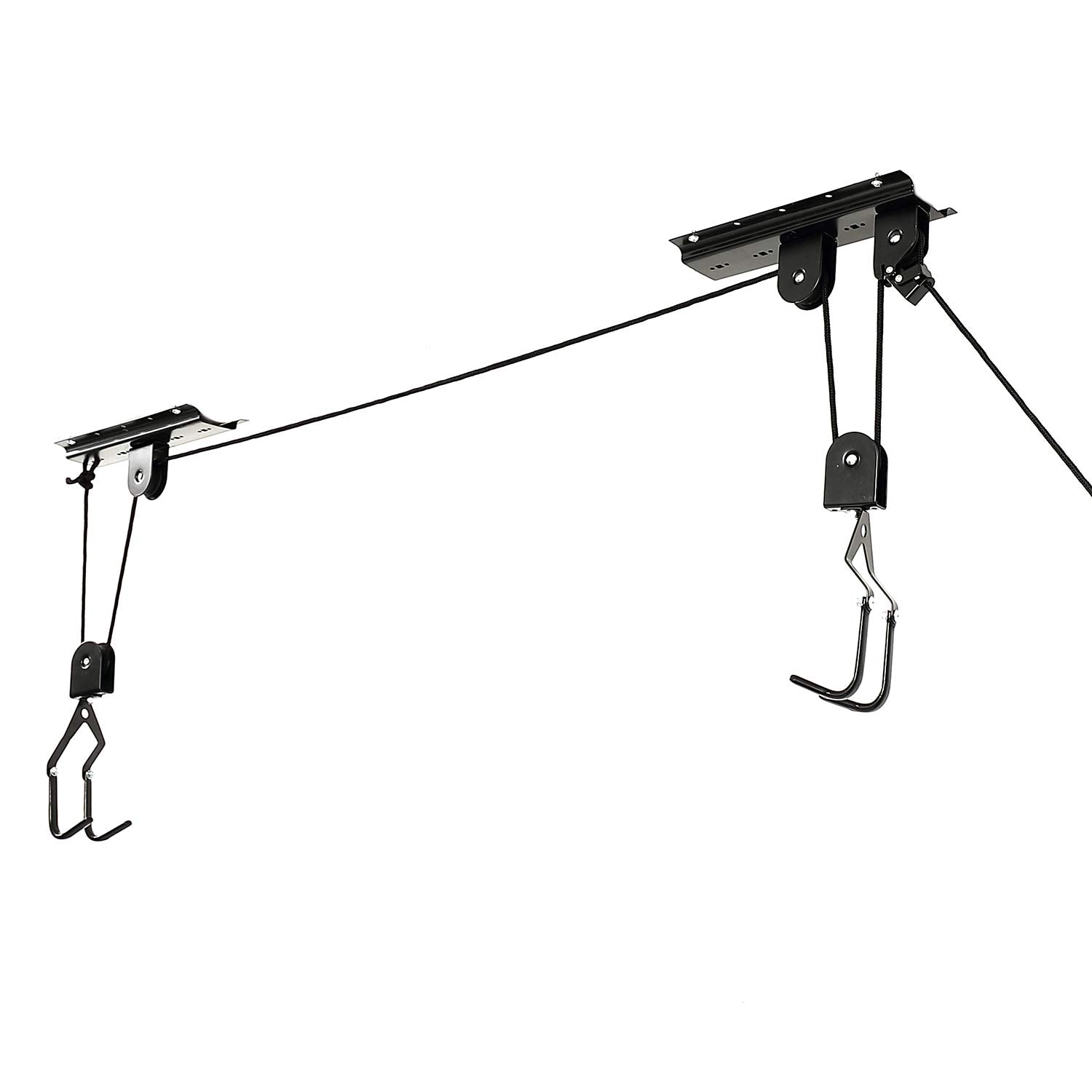 Ihomepark Bike Hoist for Garage Ceiling Storage, Heavy Duty Bicycle Lift Mountain Bicycle Hanging Rack with 3 Pulley and 45 ft A