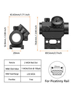 MidTen 2MOA Red Dot Sight, 1x25mm Reflex Sight Waterproof & Shockproof & Fog-Proof Red Dot Scope with 1 inch Riser Mount, Black